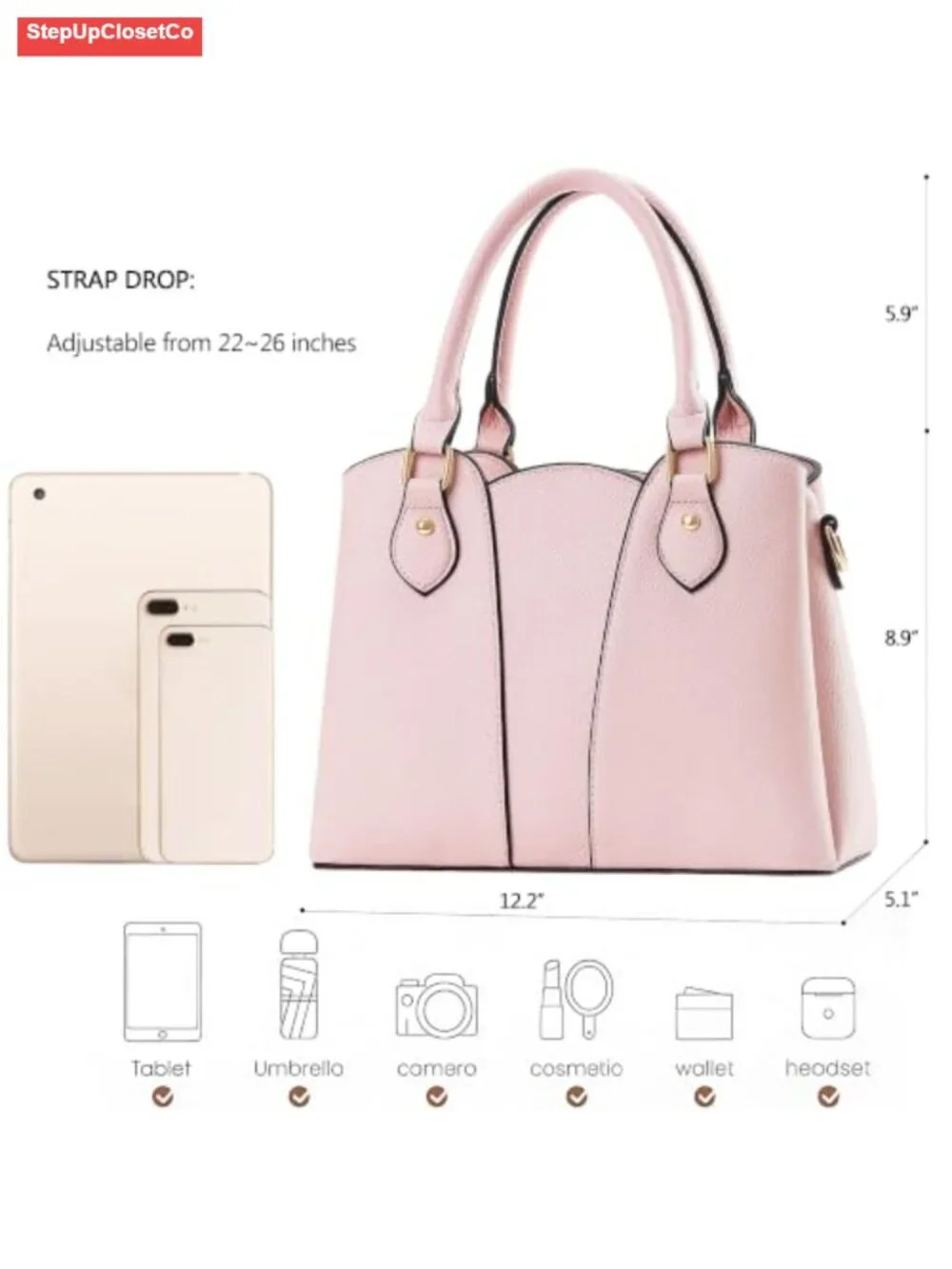 Vegan Leather Crossbody Satchel Purse for Women Top-handle Tote with Zipper